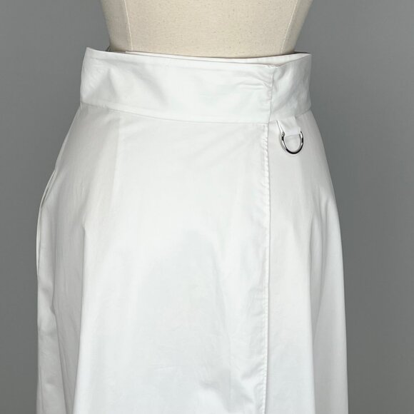 Tibi Womens Eco Poplin Back Wrap Midi Skirt White Cotton Tie Waist size 2 - Picture 9 of 14